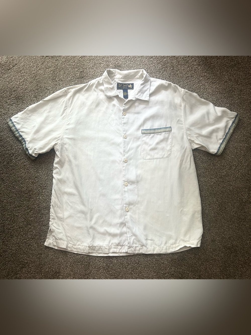 Nat Nast Luxury Originals Mens L Short Sleeve Silk Shirt